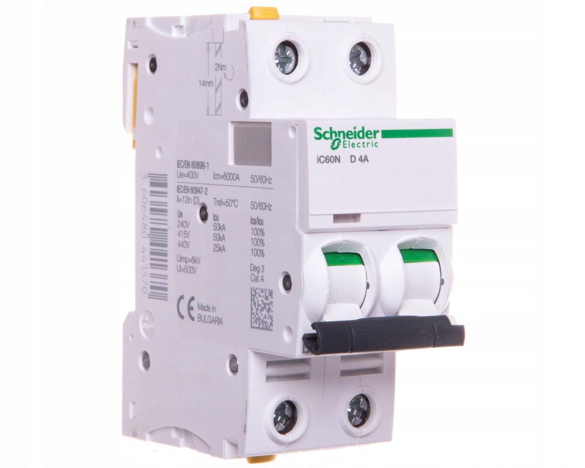 SCHNEIDER ELECTRIC Wyłącznik nadprądowy iC60N-D4-2 D 4A 2-biegunowy