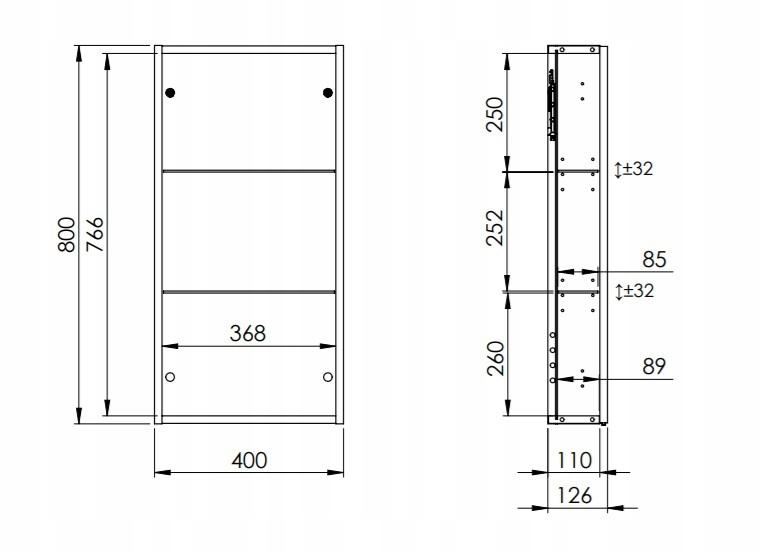 Szafka wisząca 400 x 126 x 800 mm white 1 drzwiczki ROCA For All 40 1D