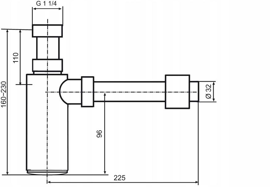 SANIT Półsyfon umywalkowy ozdobny czarny mat G 1 1/4x32