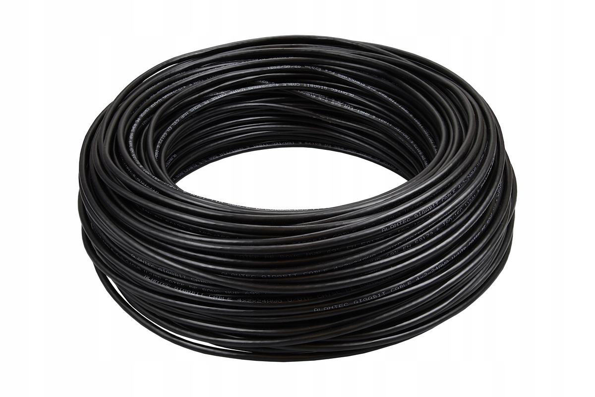 Kabel ALANTEC kat. 6A U/FTP PE Fca 500m zewnętrzny żelowany czarny 4PR