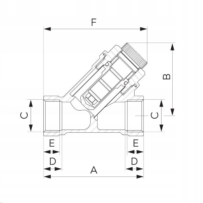 Filtr skośny siatkowy z magnesem, nakrętno-nakrętny, DN20, G3/4