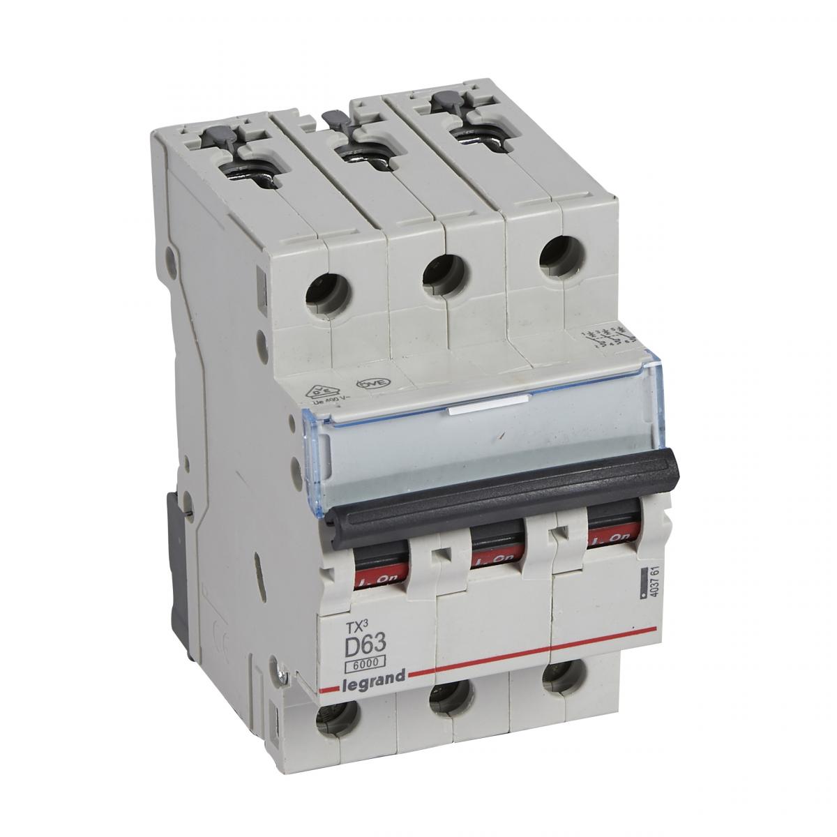 LEGRAND Wyłącznik nadprądowy S 303 3P D 63A 6000A TX3