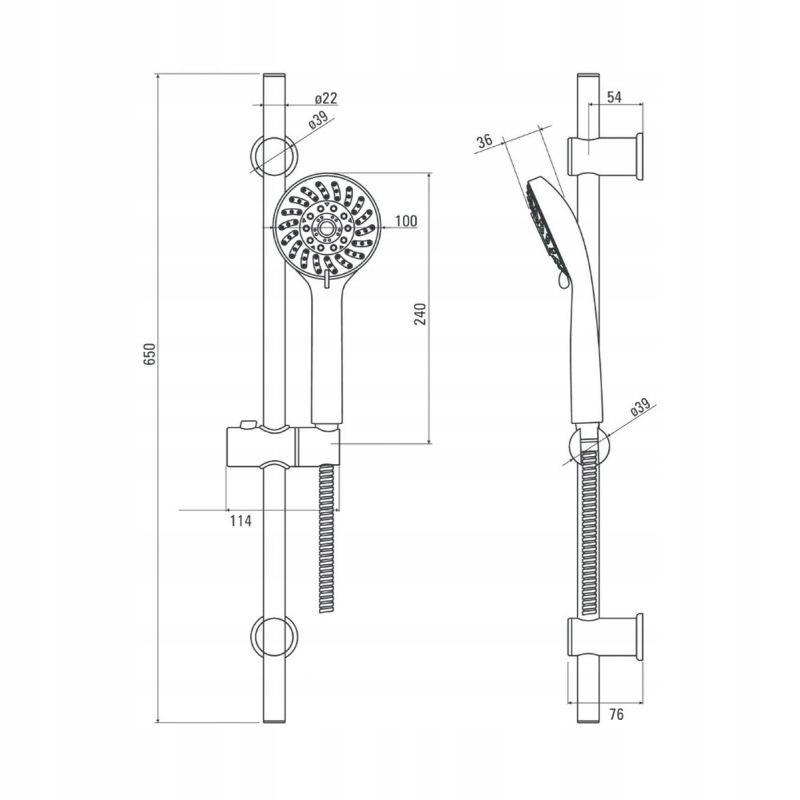 DEANTE Zestaw prysznicowy Avis chrom, 65 cm, 5-Funkcyjny