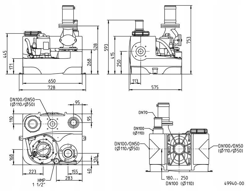 JUNG PUMPEN Wewnętrzna przepompownia ścieków COMPLI 400 C/W NRV