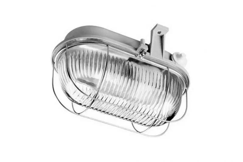 Oprawa kanałowa Oval 100 E27, 100W, szara, klosz szklany bezbarwny, osłona