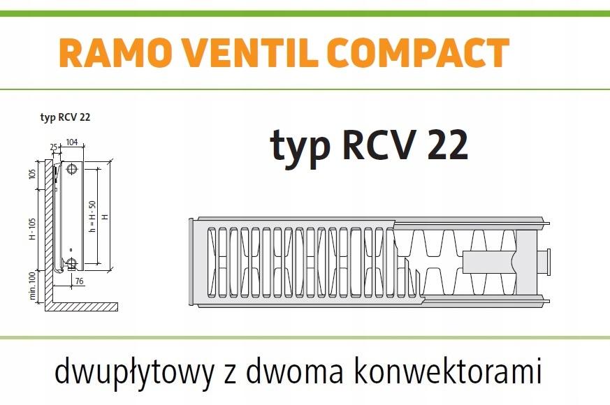 Grzejnik PURMO RCV 22 600x500 RAMO dolny Lewy 48h