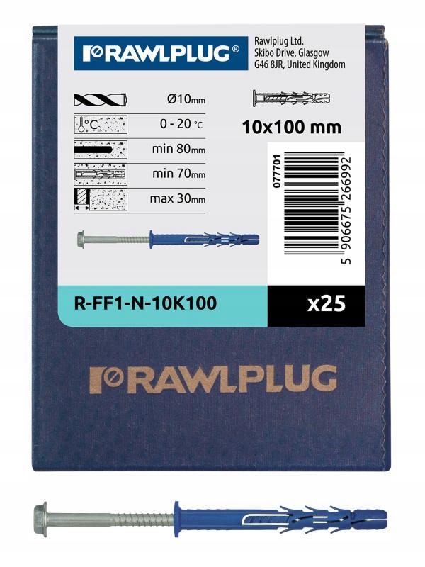 FF1 Kołek ramowy poliamidowy 10x100 mm z kołnierzem, Wkręt ocynk galwaniczn