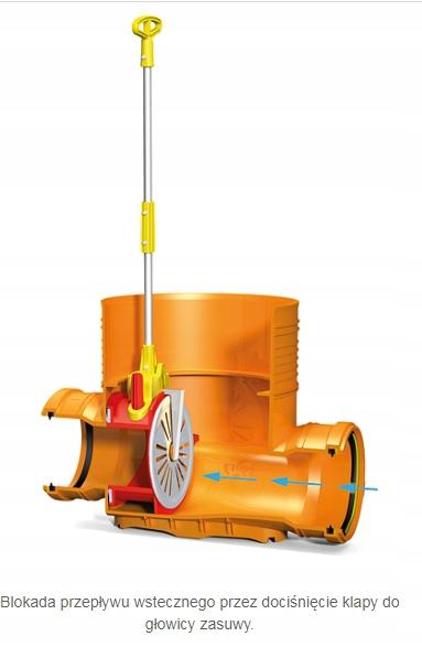 Kineta przelotowa 400x200 z zasuwą burzową do rury wznoszącej DN 400mm gład