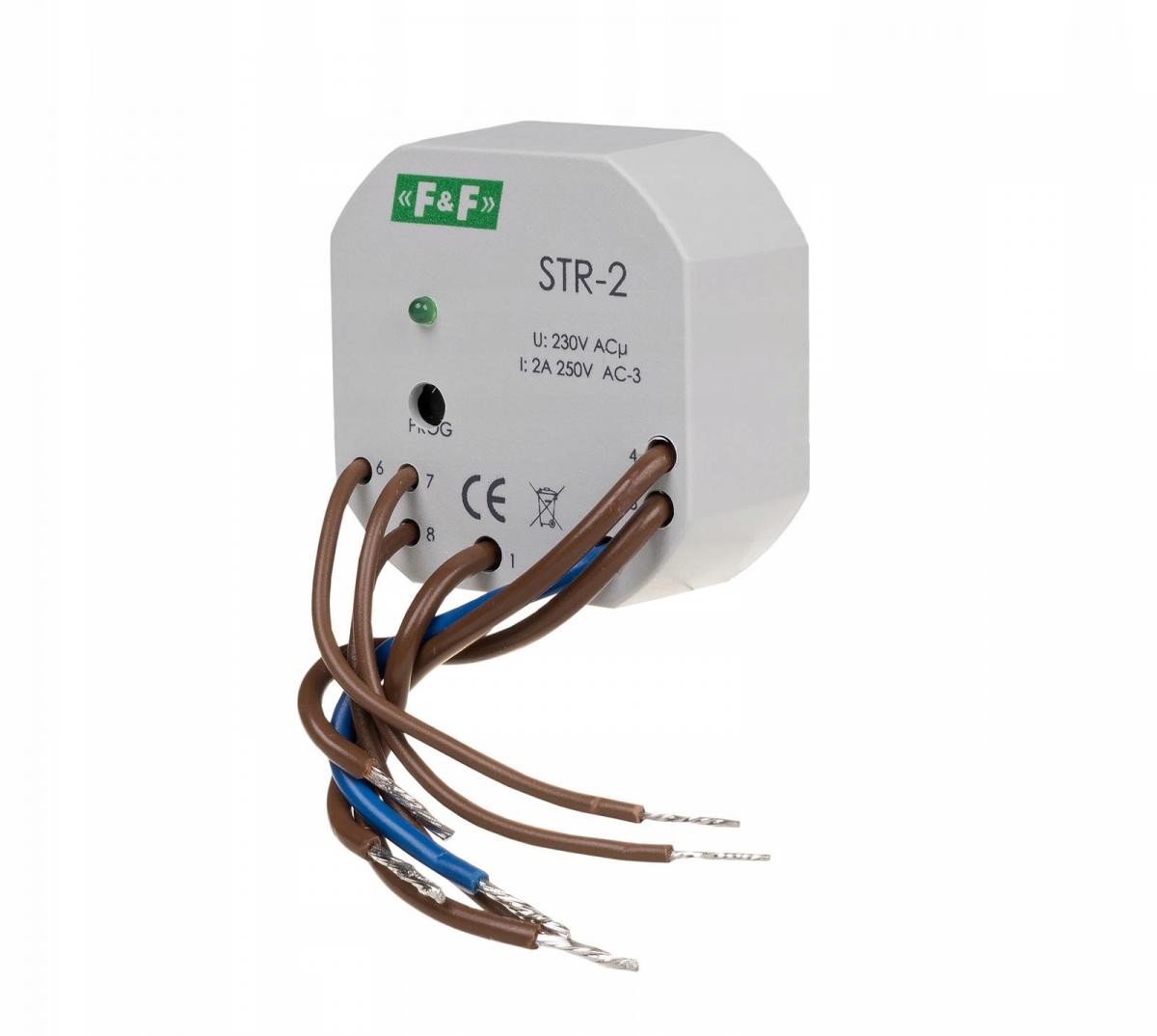 Sterownik rolet STR-2 jednoprzyciskowy, Un=230V AC, 8A, montaż w puszce pod
