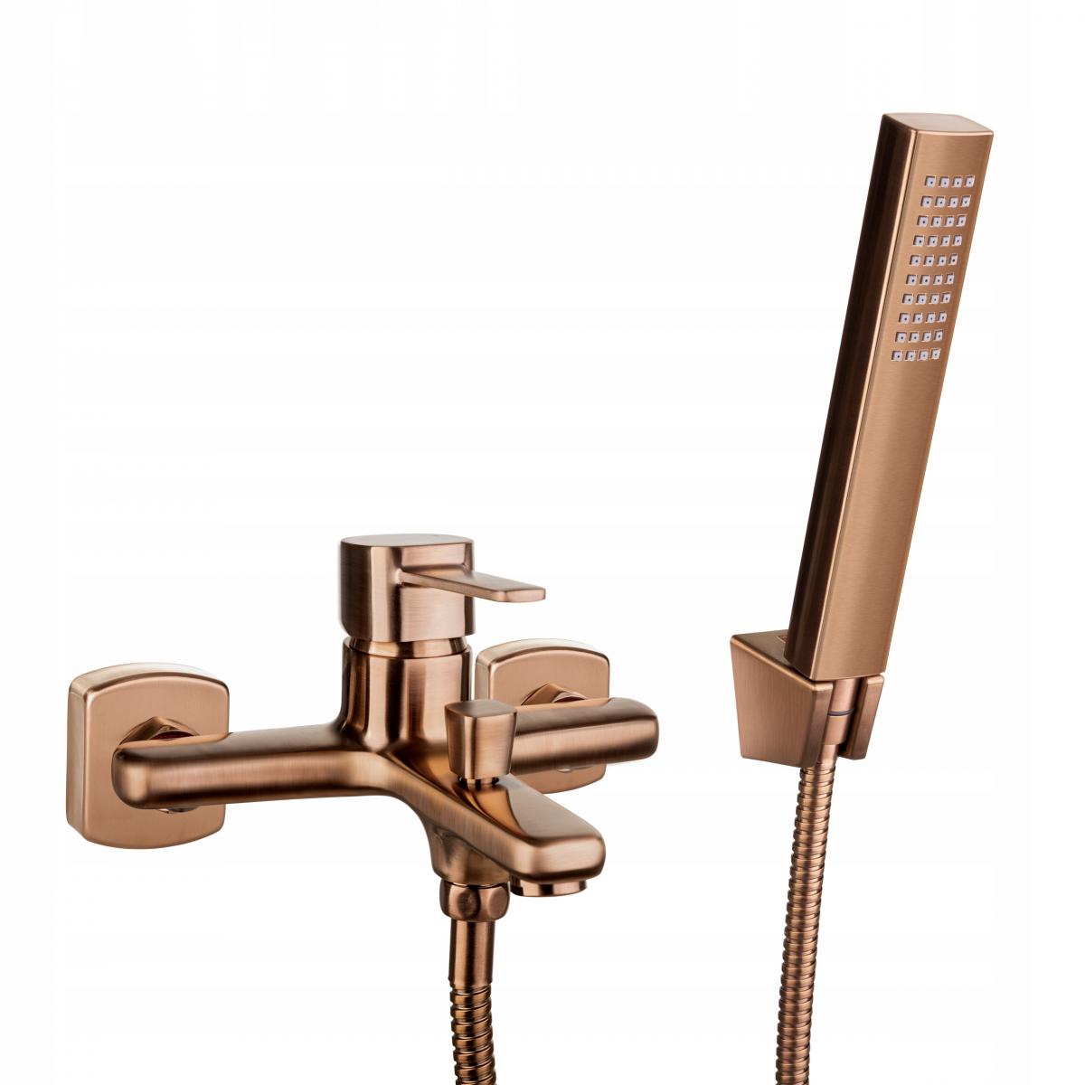 INVENA BATERIA WANNOWA GLAMOUR INVENA TREND Z ZESTAWEM NATRYSKOWYM, MIEDŹ