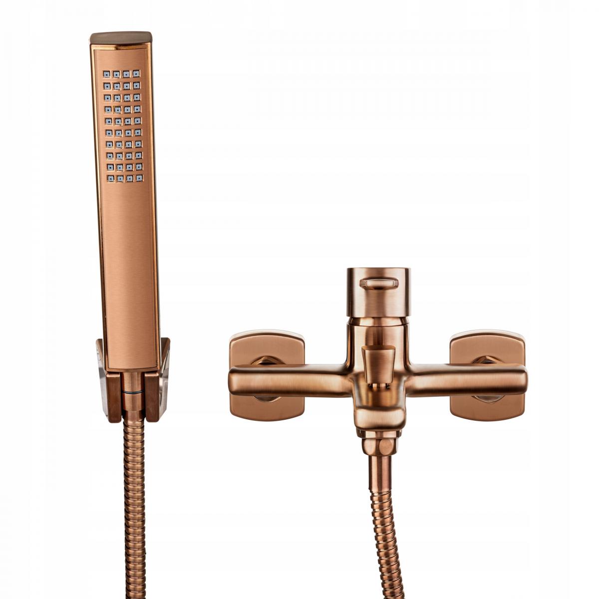 INVENA BATERIA WANNOWA GLAMOUR INVENA TREND Z ZESTAWEM NATRYSKOWYM, MIEDŹ