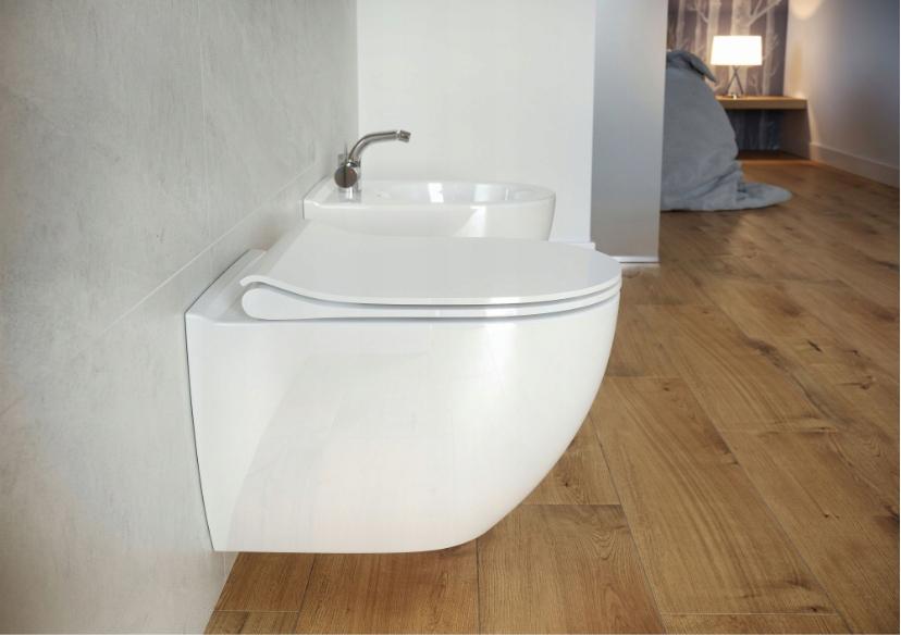 Zestaw B246 miska zawieszana Zen ukryty montaż Clean On deska duroplastowa
