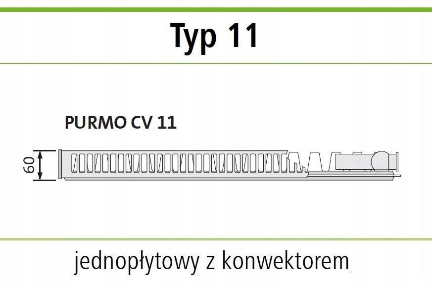 Grzejnik stalowy PURMO CV11 600x600 V 11 dolny prawy CZARNY 48h