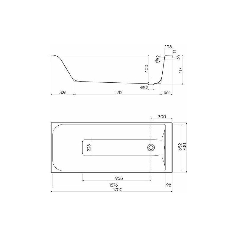 KOŁO Wanna akrylowa prostokątna GEBERIT Rekord 1700 700 mm biała