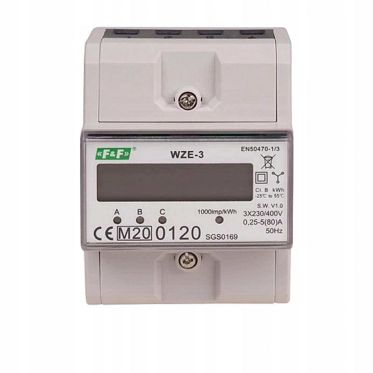 F&F Trójfazowy licznik zużycia energii 80a, mid WZE-3