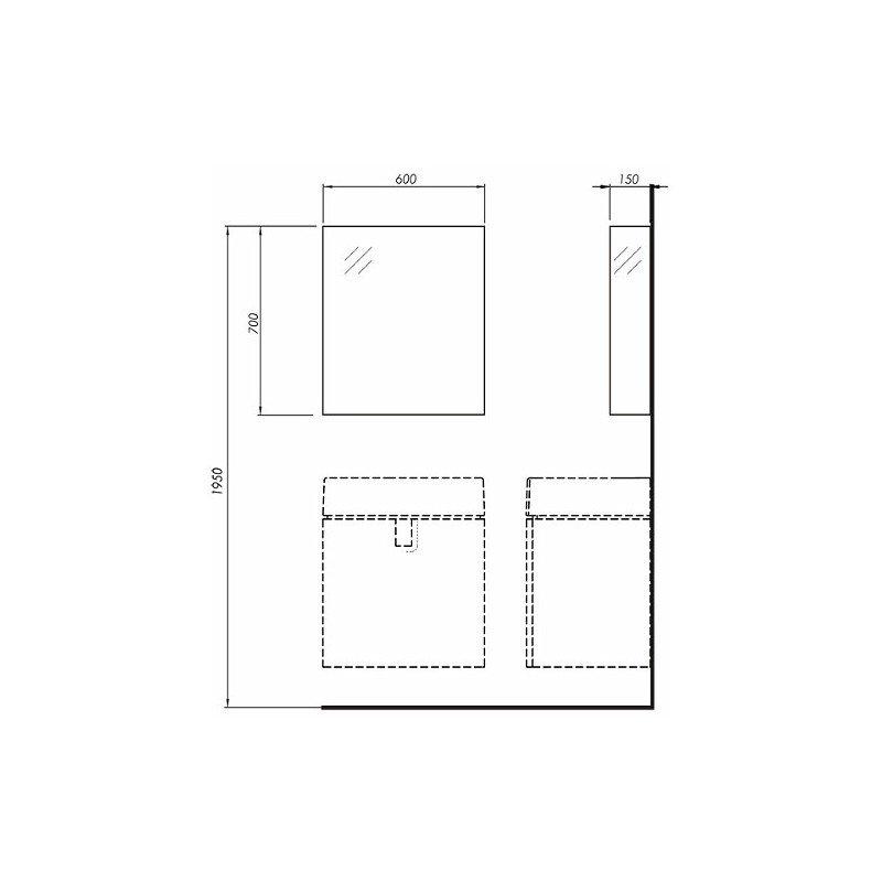 Szafka wisząca 600 x 150 x 700 mm 2 drzwiczki GEBERIT Twins
