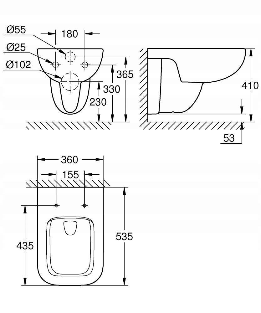 GROHE GROHE BauEdge Ceramic - miska WC wisząca, bez kołnierza