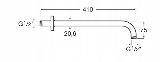 ROCA Ramię ścienne do głowic prysznicowych 400mm czarny mat