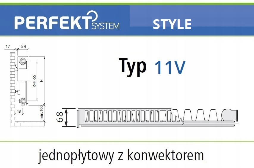 GRZEJNIK PERFEKT STYLE CV11 500x600 Typ PLAN V 11 Lewy