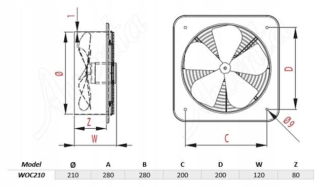 AWENTA Wentylator osiowy WOC210 - kostka