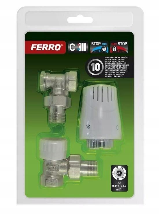 Komplet termostatyczny kątowy 1/2