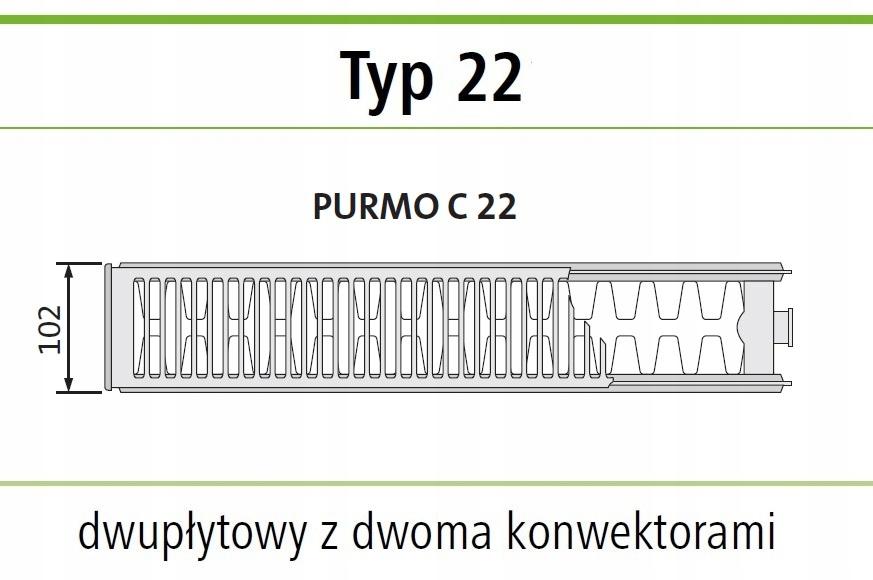 POLSKI Grzejnik stalowy 2 - płytowy PURMO C22 900x1800 C 22 BOCZNY 48h