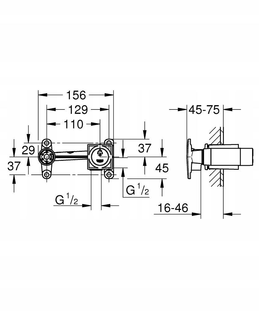 GROHE Element podtynkowy do zabudowy 2-otworowej baterii umywalkowej GROHE