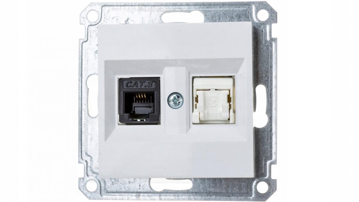 HAGER LUMINA Gniazdo RJ11/12 + RJ45, biały