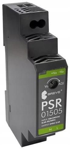 Zasilacz impulsowy PSR 01505 230/ 05VDC 2,4A 12W na szynę DIN, Uzas: 85-264