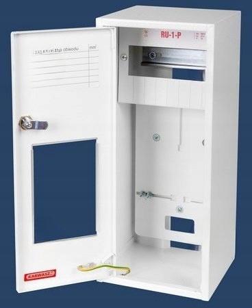 Rozdzielnica uniwersalna RU-1-P z zamkiem i okienkiem, miejsce na 1 licznik