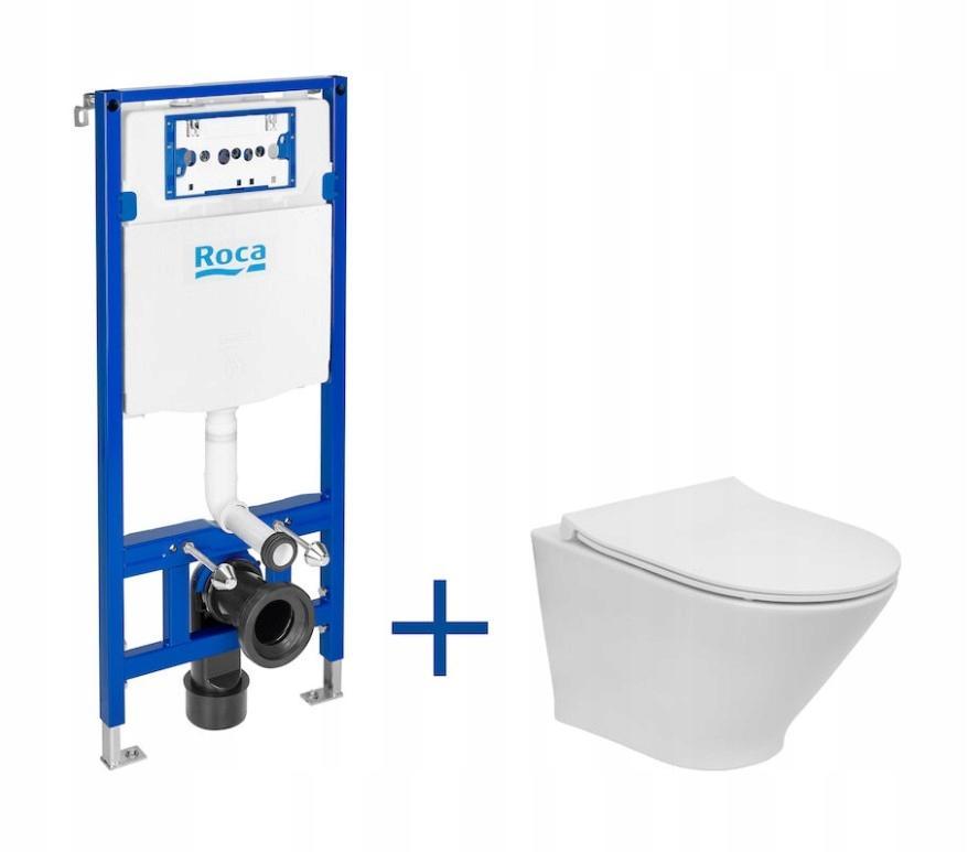 Zestaw stelaż WC Duplo One + miska WC GAP ROUND COMPACTO Rimless z deską Sl