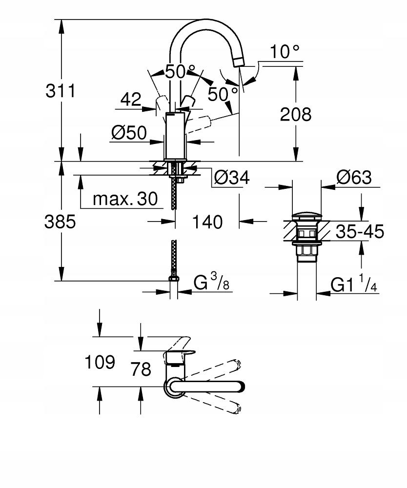 GROHE Bateria umywalkowa Grohe Eurosmart jednouchwytowa rozmiar L chrom