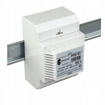 Transformator jednofazowy PSS 63 230/24V IP30 na szynę DIN TH-35 w obudowie
