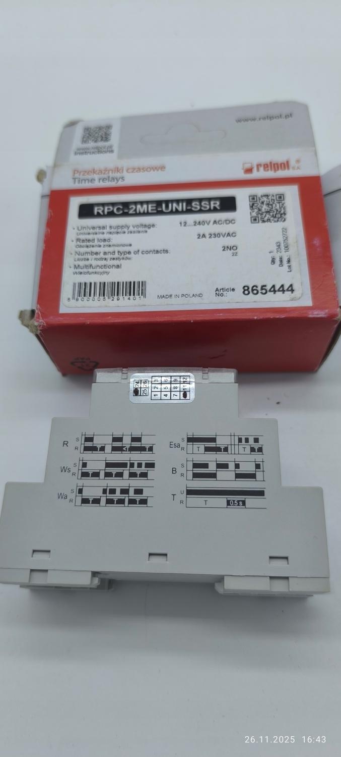 RELPOL Przekaźnik czasowy 2x2P, 6A, 12….240 V AC/DC RPC-4ME-UNI