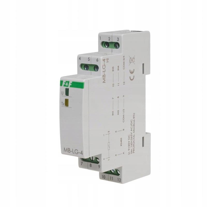 Licznik czasu pracy z wyjściem modbus rtu, 4-kanałowy, 1 moduł MAX-MB-LG-4H