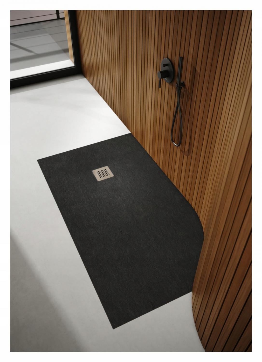 SCHEDPOL Brodzik kompozytowy Kalait Stabilsound Plus Black Stone 90x90 z M2