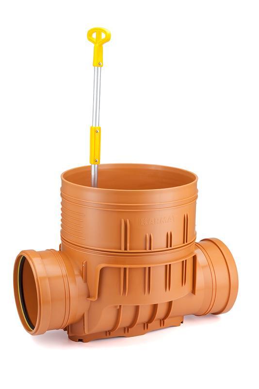 Kineta przelotowa 315x200 z zasuwą burzową do rury wznoszącej DN 315mm karb