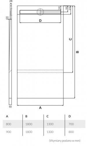Brodzik podpłytkowy (S1) 10.034 / OLPL Stabilsound 130+50x90x5 / 12,5 cm B