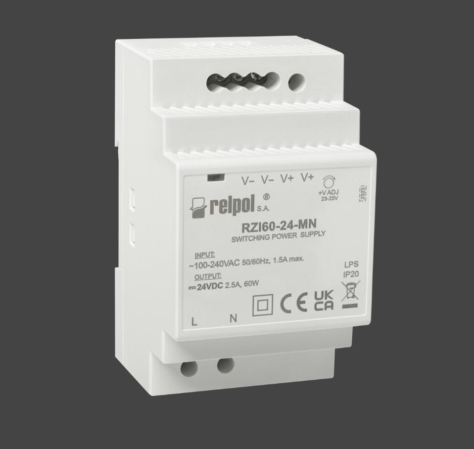 RELPOL Zasilacz impulsowy 60 W, 24 V DC RZI60-24-MN
