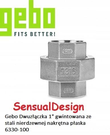 GEBO Dwuzłączka gwintowana ze stali nierdzewnej nakrętna płaska 1