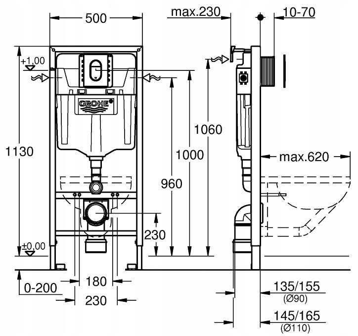 GROHE RAPID SL 3W1 STELAŻ PODTYNKOWY WC