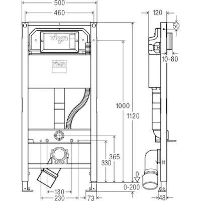 Stelaż do WC VIEGA Prevista Dry 8522 490 x 120 x 1120 mm