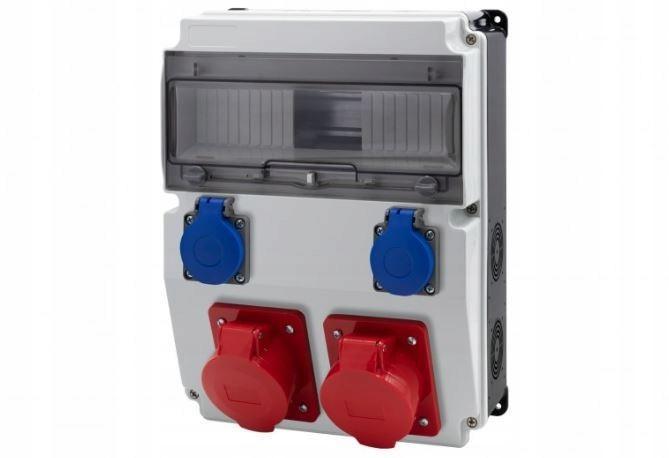 Rozdzielnica CAJA 12M BICOLOR - gniazda 16A 5p, 32A 5p, 2x230V, 12 modułów,