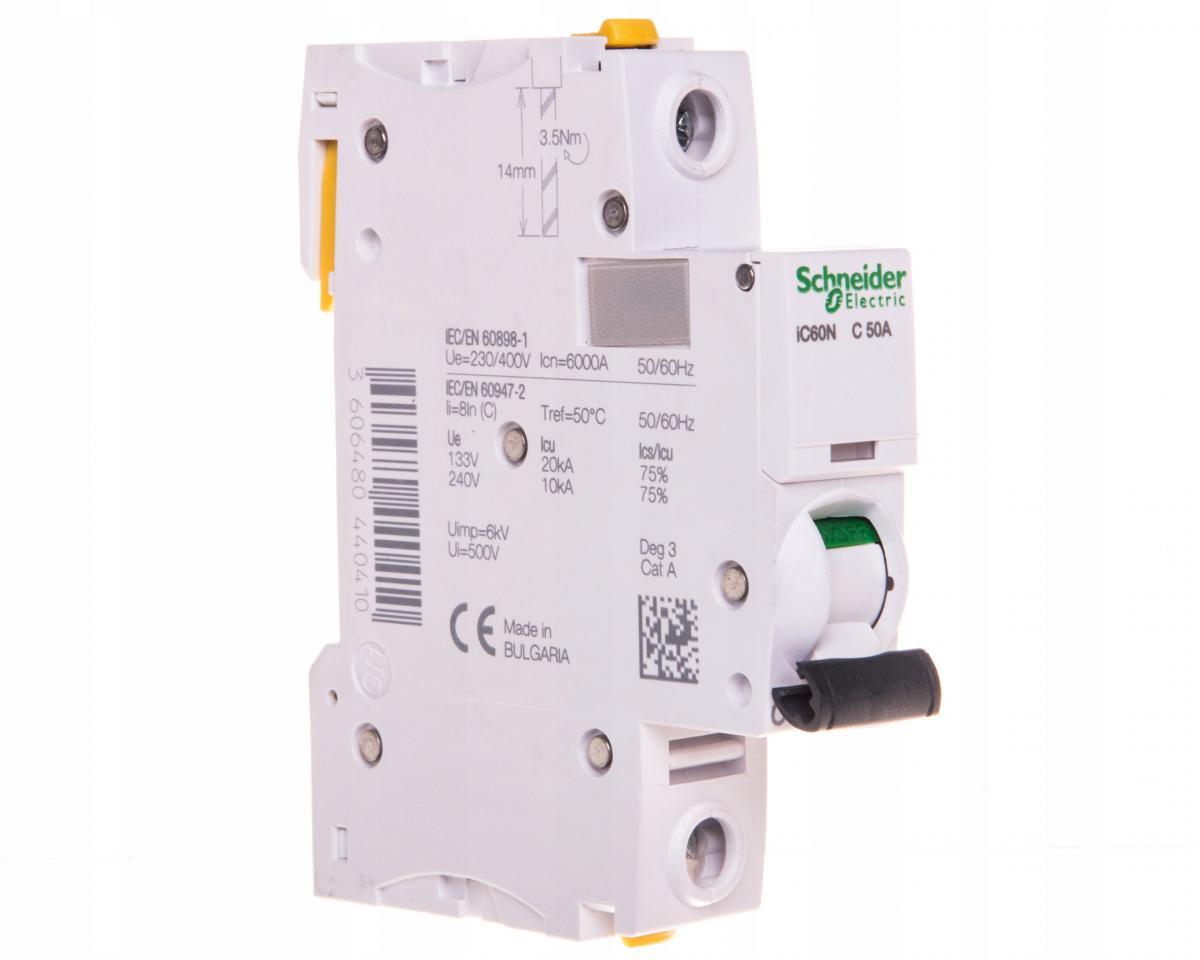 SCHNEIDER ELECTRIC Wyłącznik nadprądowy iC60N-C50-1 C 50A 1-biegunowy