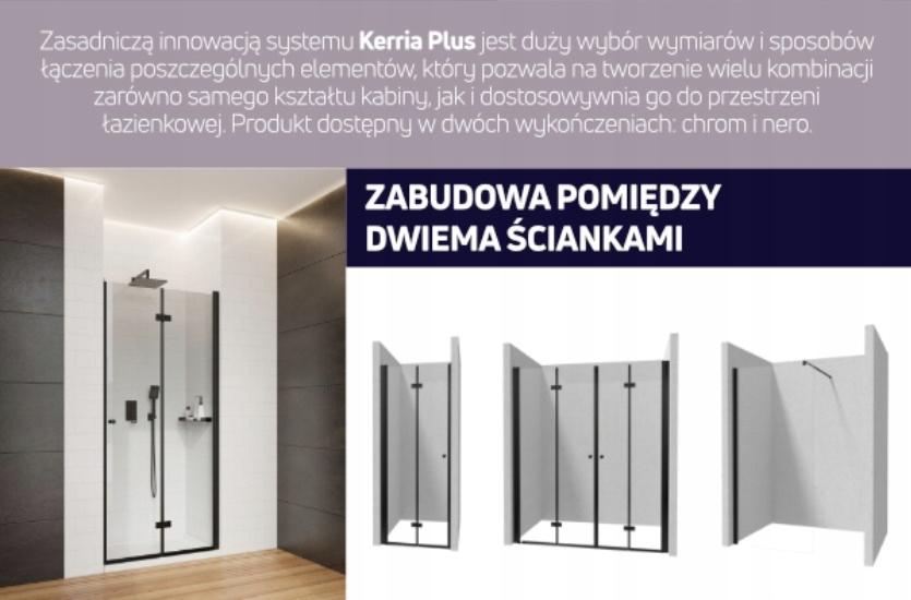 Drzwi prysznicowe systemu Kerria Plus 70 cm - składane Kerria Plus, nero