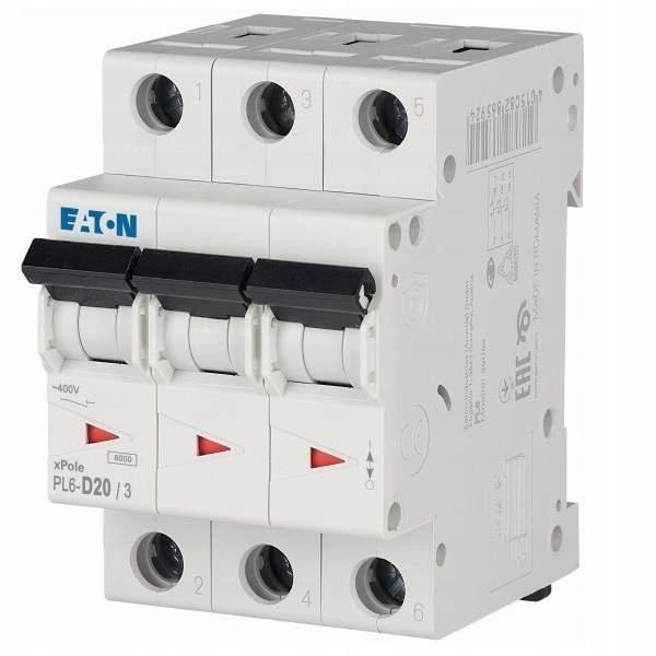 EATON Wyłącznik nadprądowy 6kA PL6-D20/3
