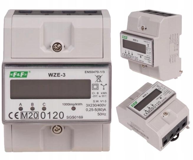 F&F Trójfazowy licznik zużycia energii 80a, mid WZE-3