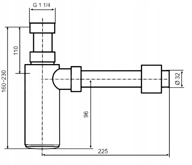 SANIT Półsyfon umywalkowy ozdobny czarny mat G 1 1/4x32