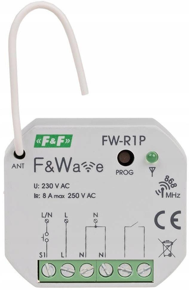 F&F Radiowy pojedynczy przekaźnik bistabilny - montaż PDT 85÷265V AC/DC