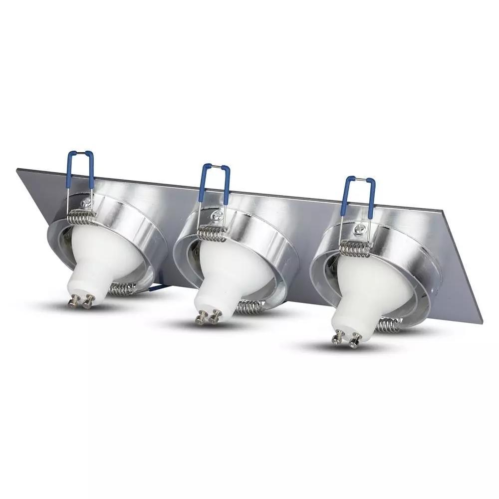 V-TAC Oprawa puntkowa VT-784 3xGU10 kwadratowa polerowane aluminium